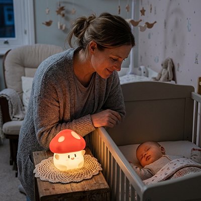 Veilleuse bebe champignon