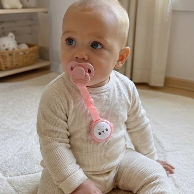 Attache tetine bebe rose