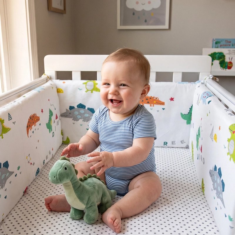 bébé dans son lit avec Tour de lit bébé