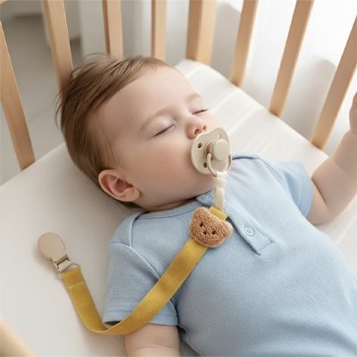 bébé dort et porte Attache tetine 
