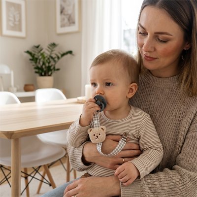 bébé porte son Attache tetine 
