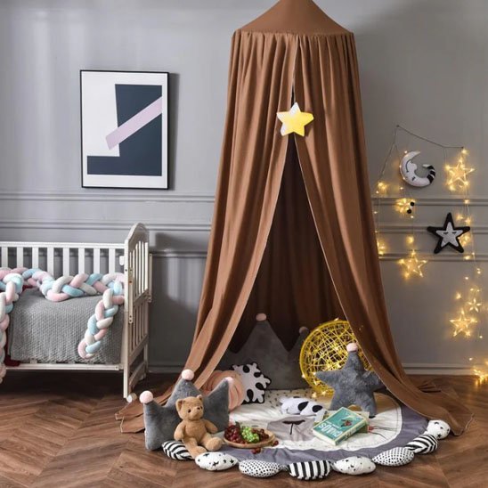 Ciel de lit bébé | Cocon Marron - Univers Bébé Doux