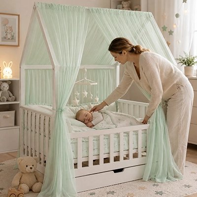 Ciel de lit enfant vert
