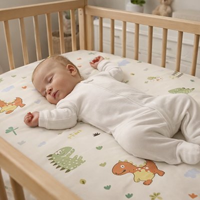 Drap housse lit bébé dinosor
