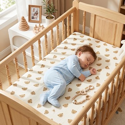 Drap housse lit bébé ours