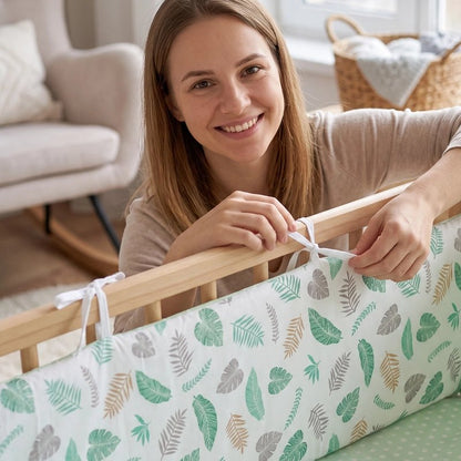 Maman prépare le lit avec Tour de lit bebe