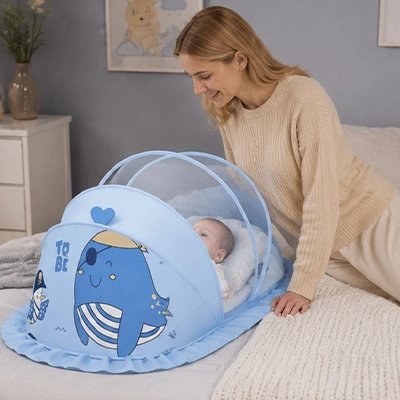 Moustiquaire lit bébé bleu