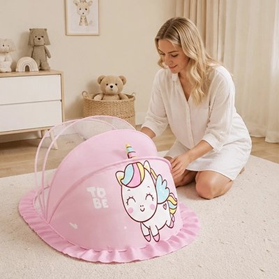 Moustiquaire lit bébé rose