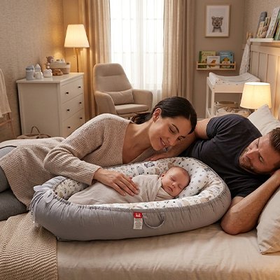 Réducteur de lit pour bébé et parents à coté