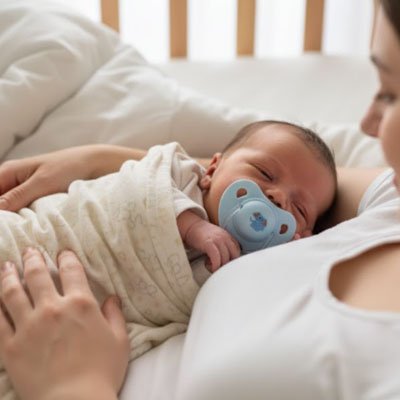 Tétine bébé avec sa maman