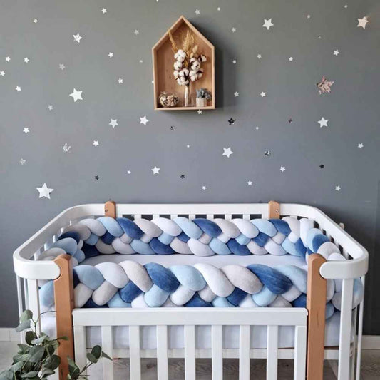 tresse de lit bleu et blanc